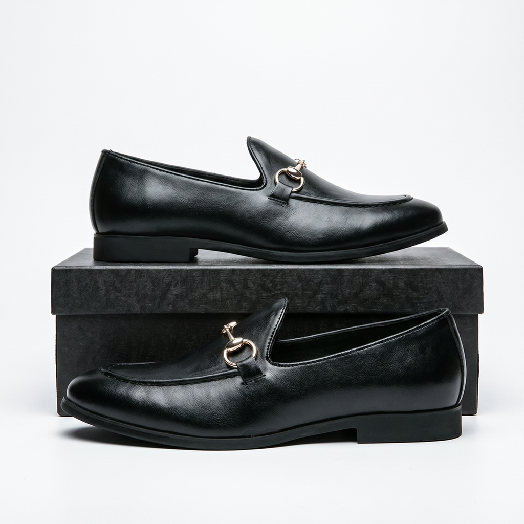 Men's bit buckle leather loafers — detail view
