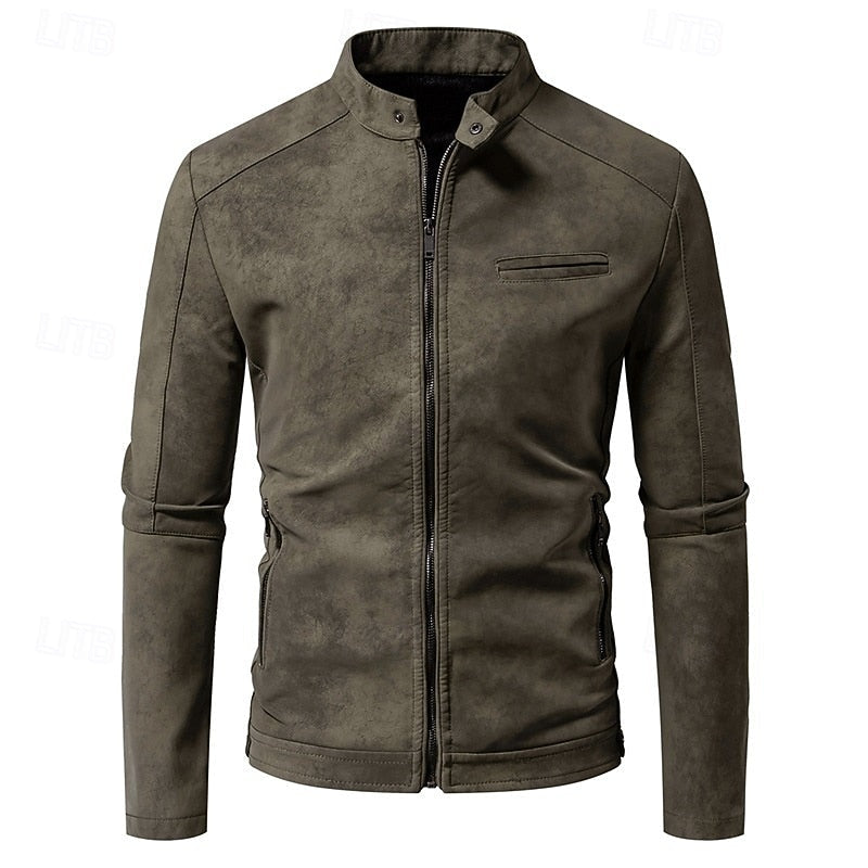 Men's stand-collar varsity jacket in green — additional view