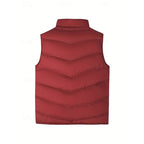 Men's quilted zip puffer vest — detail view