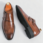 Men's monk strap leather loafers — detail view