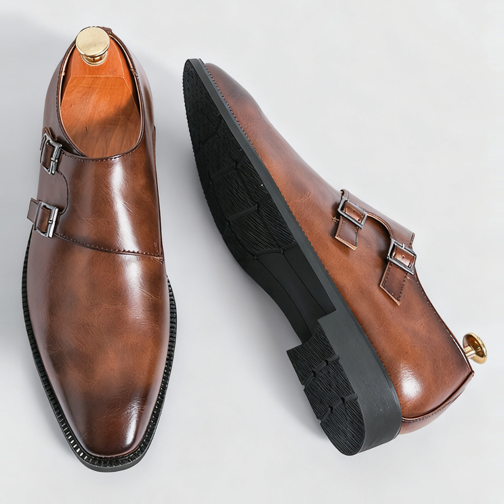 Men's monk strap leather loafers — detail view
