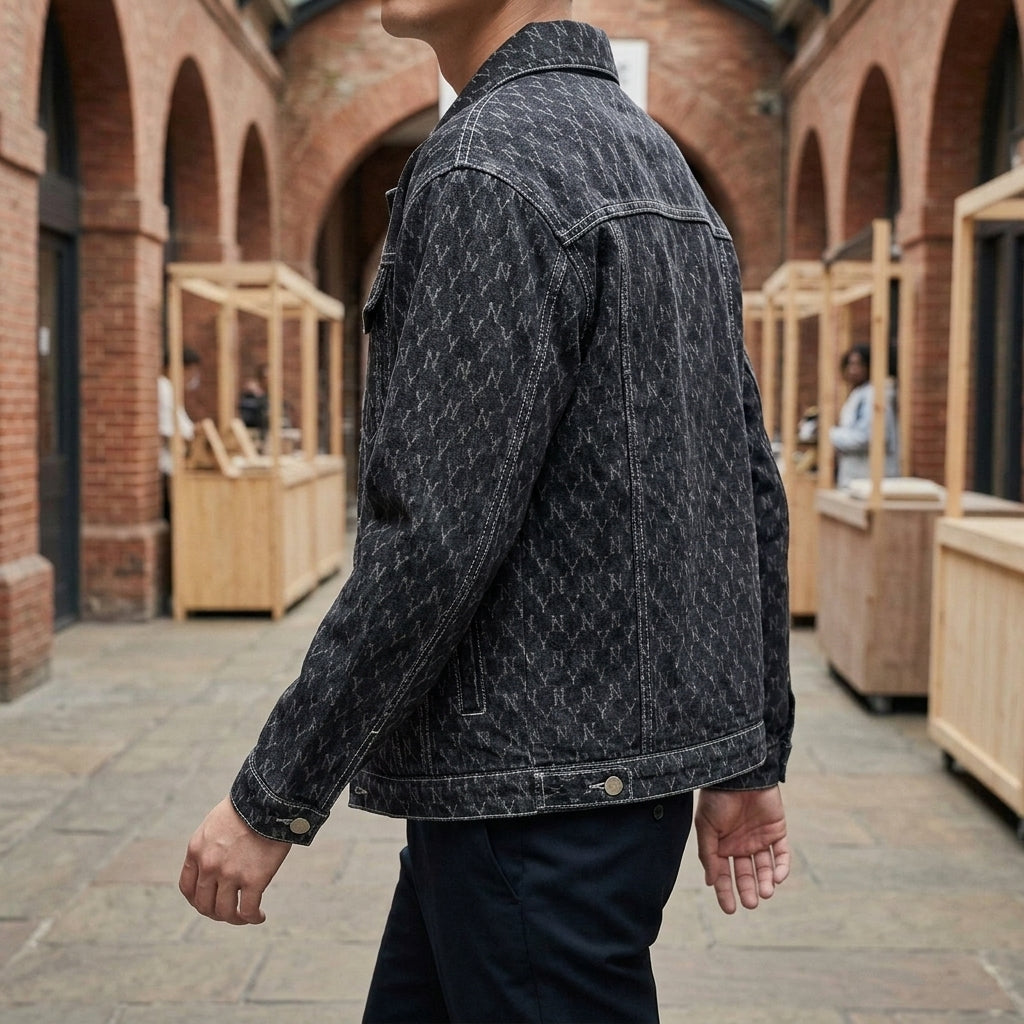 Men's contrast-stitch denim jacket — alternate view