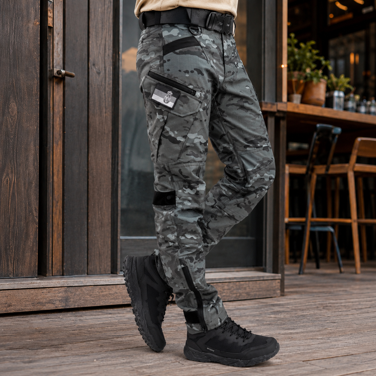 Men's utility cargo tactical pants in gray — additional view