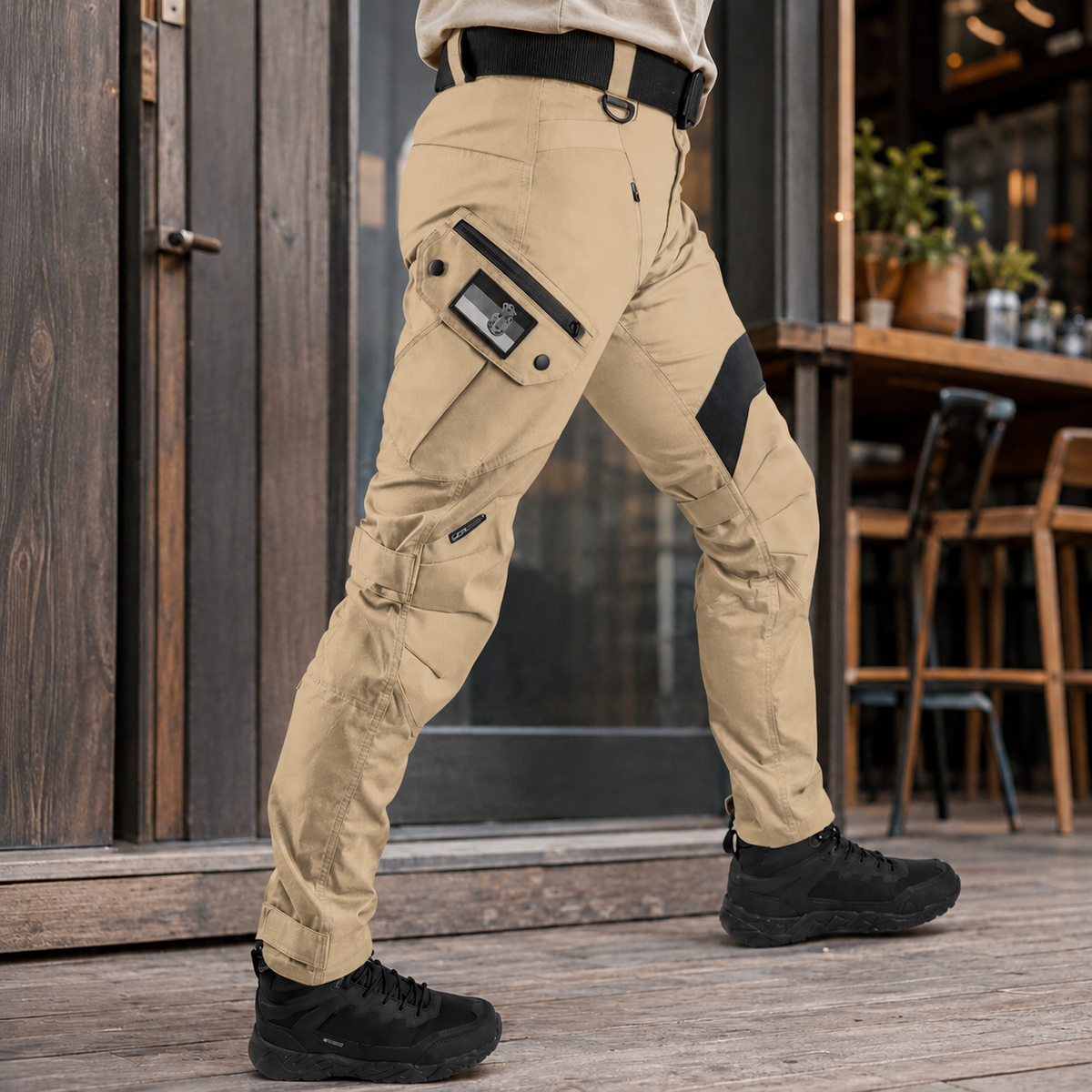 Men's utility cargo tactical pants in beige — additional view