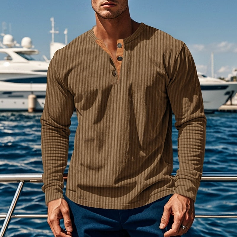 Men's ribbed long sleeve shirt — alternate view