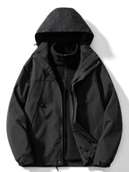 Men's fleece-lined hooded 3-in-1 jacket in black