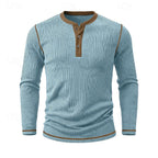 Men's ribbed long sleeve henley shirt — alternate view