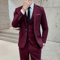 Men's three-piece knit set in burgundy