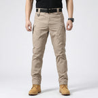 Men's tactical multi-pocket cargo pants in khaki — additional view