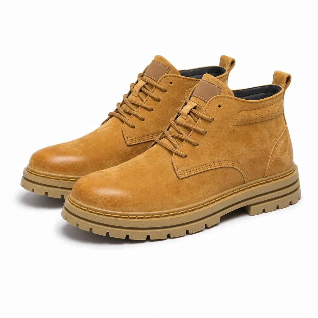 Men's textured leather work boots in khaki — additional view