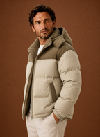 Men's corduroy collar hooded puffer jacket — additional view