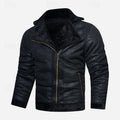 Men's rugged zip biker jacket in black