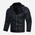 Men's rugged zip biker jacket in black