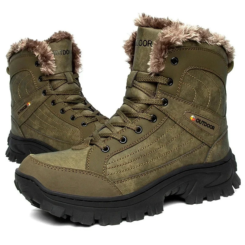 Men's waterproof fur-lined snow boots in brown — alternate view