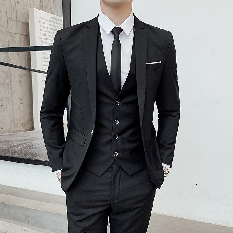 Men's three-piece knit set in black — alternate view