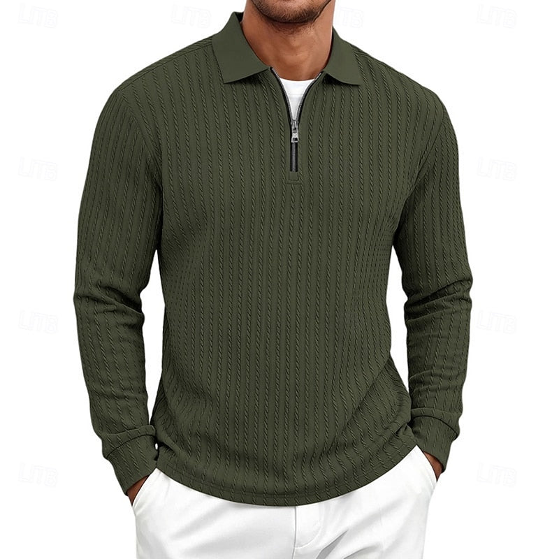 Vernon | Quarter-Zip Textured Polo Shirt