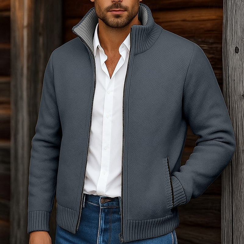 Leland | Stand-Collar Full-Zip Cardigan