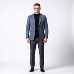 Men's herringbone notch lapel blazer in blue
