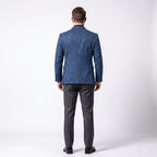 Men's herringbone notch lapel blazer — detail view