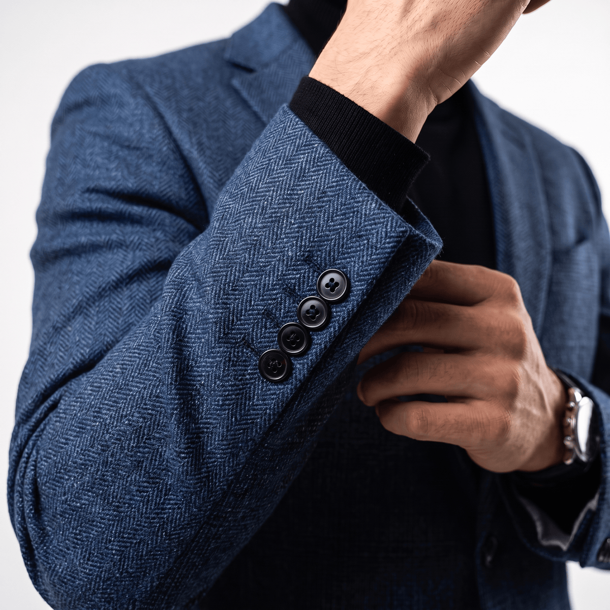 Men's herringbone notch lapel blazer — additional view