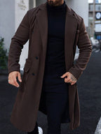 Men's double-breasted long wool coat — additional view