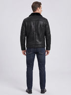 Men's slim-fit leather bomber jacket — additional view