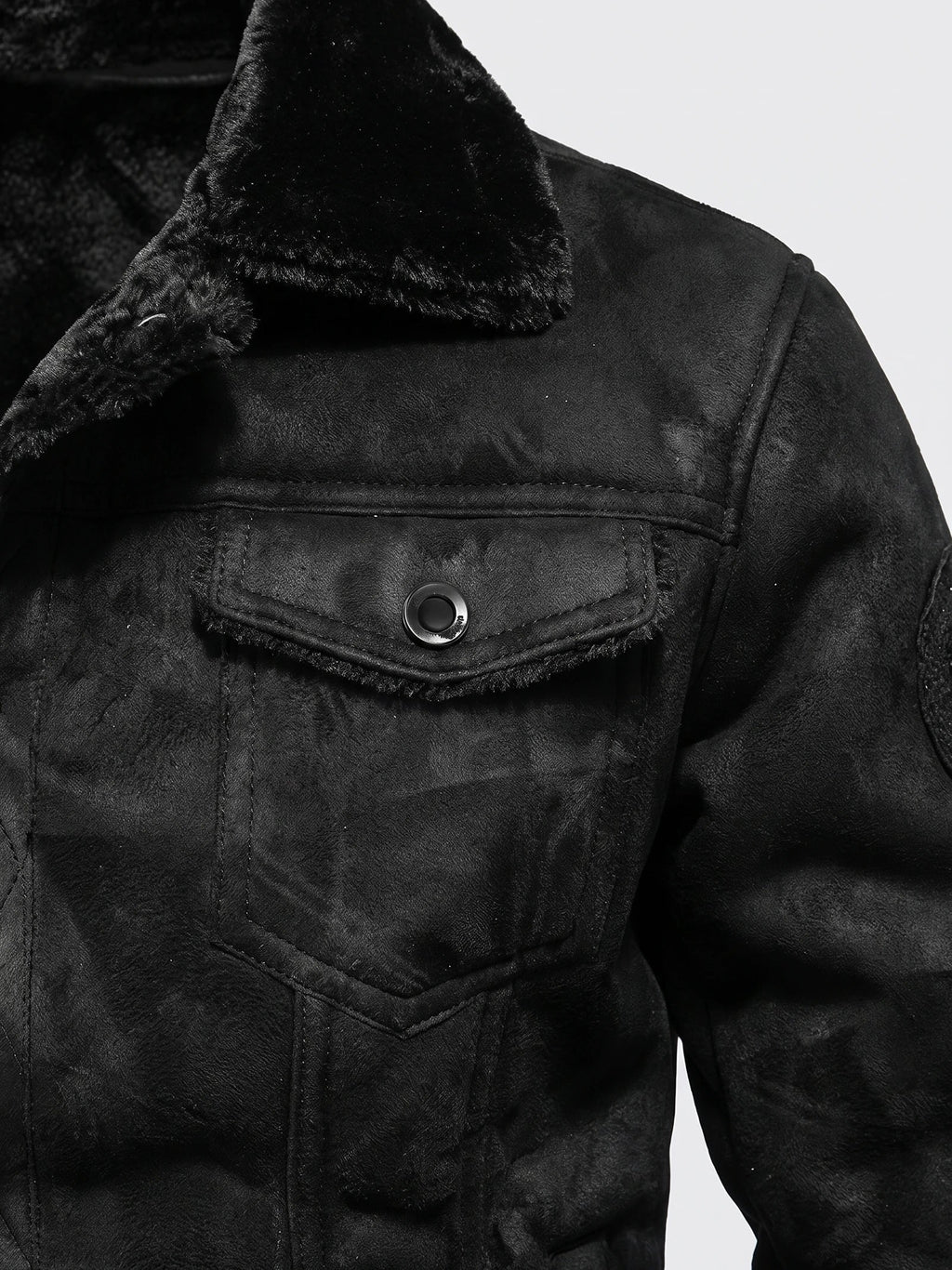 Men's slim-fit leather bomber jacket — additional view