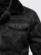 Men's slim-fit leather bomber jacket — additional view