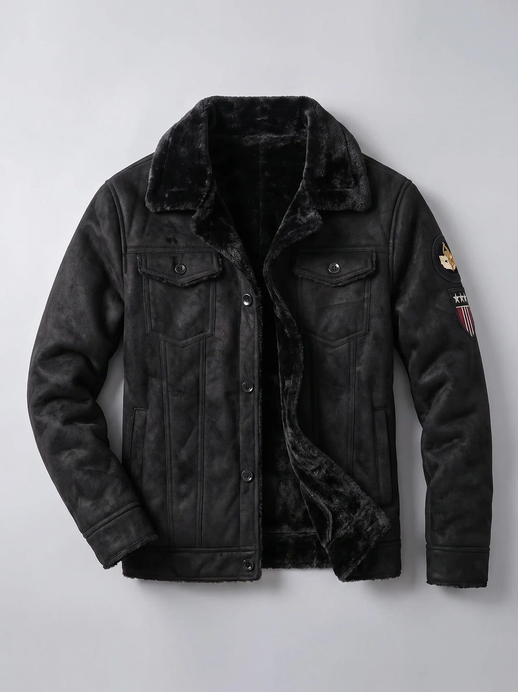 Men's slim-fit leather bomber jacket — additional view