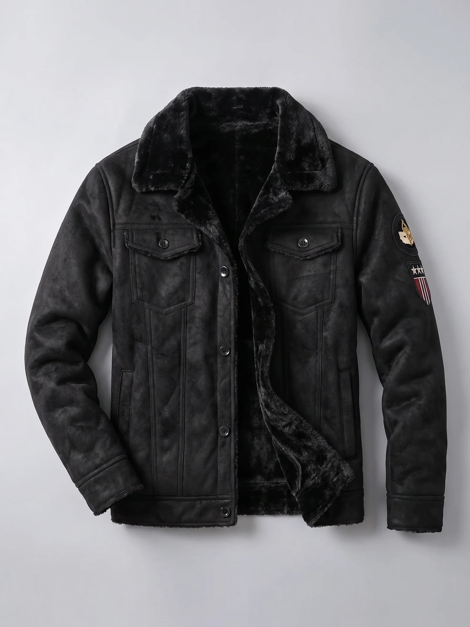 Men's slim-fit leather bomber jacket — additional view