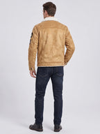 Men's slim-fit leather bomber jacket — additional view