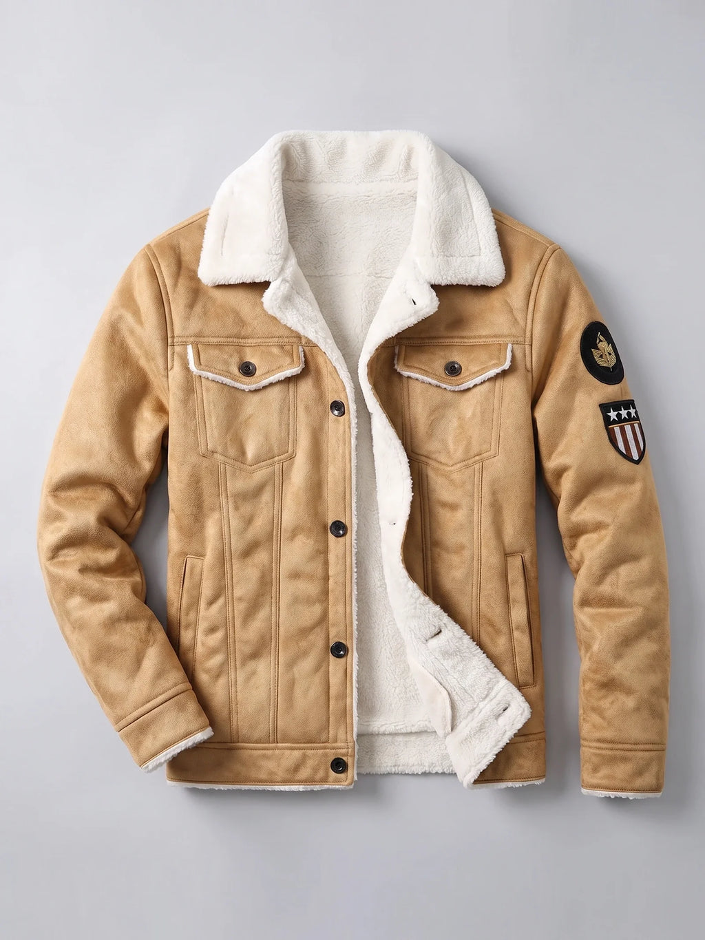Men's slim-fit leather bomber jacket — additional view