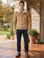 Men's slim-fit leather bomber jacket — additional view