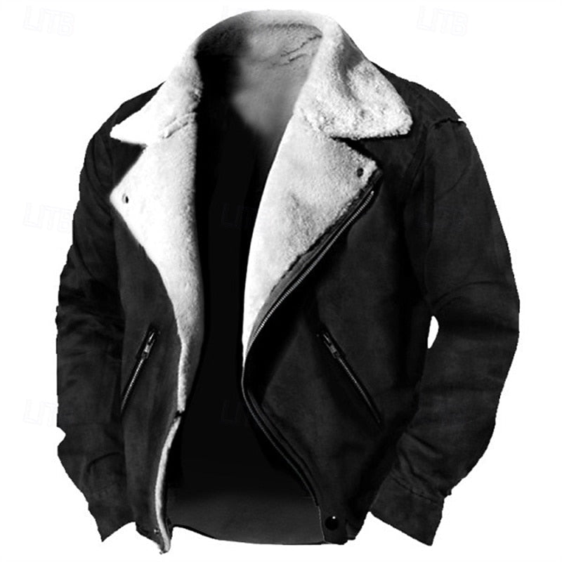 Men's fleece-lined rugged winter jacket in black — additional view