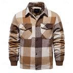 Men's rugged plaid flannel shirt jacket — alternate view