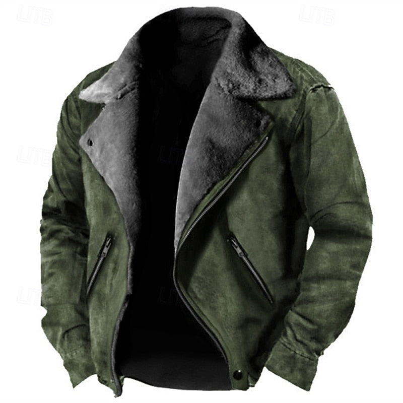 Men's fleece-lined rugged winter jacket in green — additional view