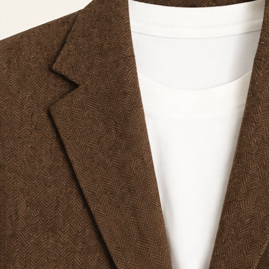 Men's single-breasted herringbone blazer — additional view