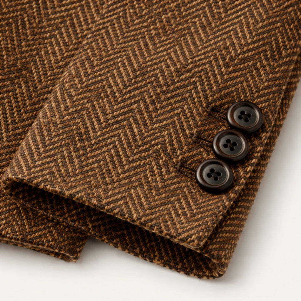 Men's single-breasted heritage blazer — detail view