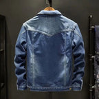 Men's fleece-lined vintage denim jacket — additional view