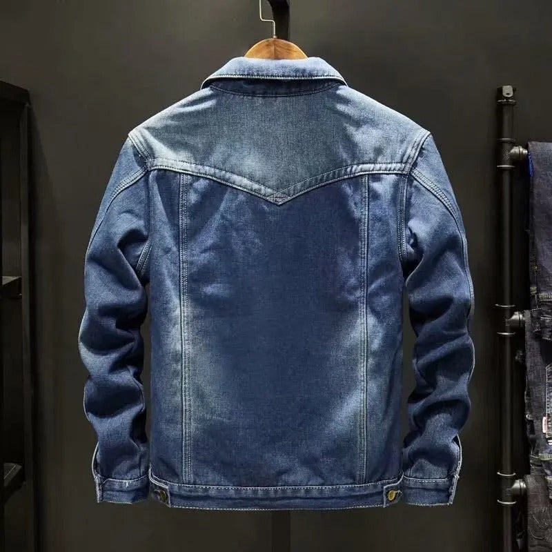Men's fleece-lined vintage denim jacket — additional view