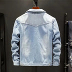Men's fleece-lined vintage denim jacket — alternate view