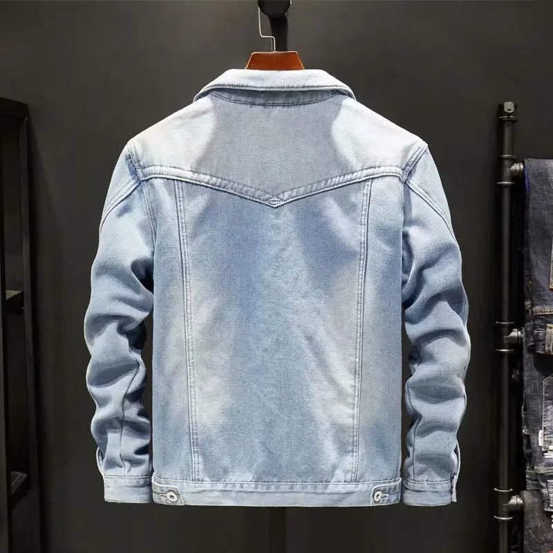 Men's fleece-lined vintage denim jacket — alternate view
