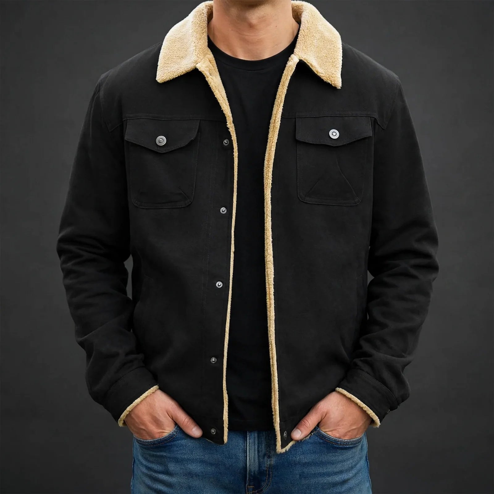 Men's sherpa-lined canvas work jacket — additional view
