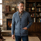 Men's plaid lined button up cardigan — alternate view