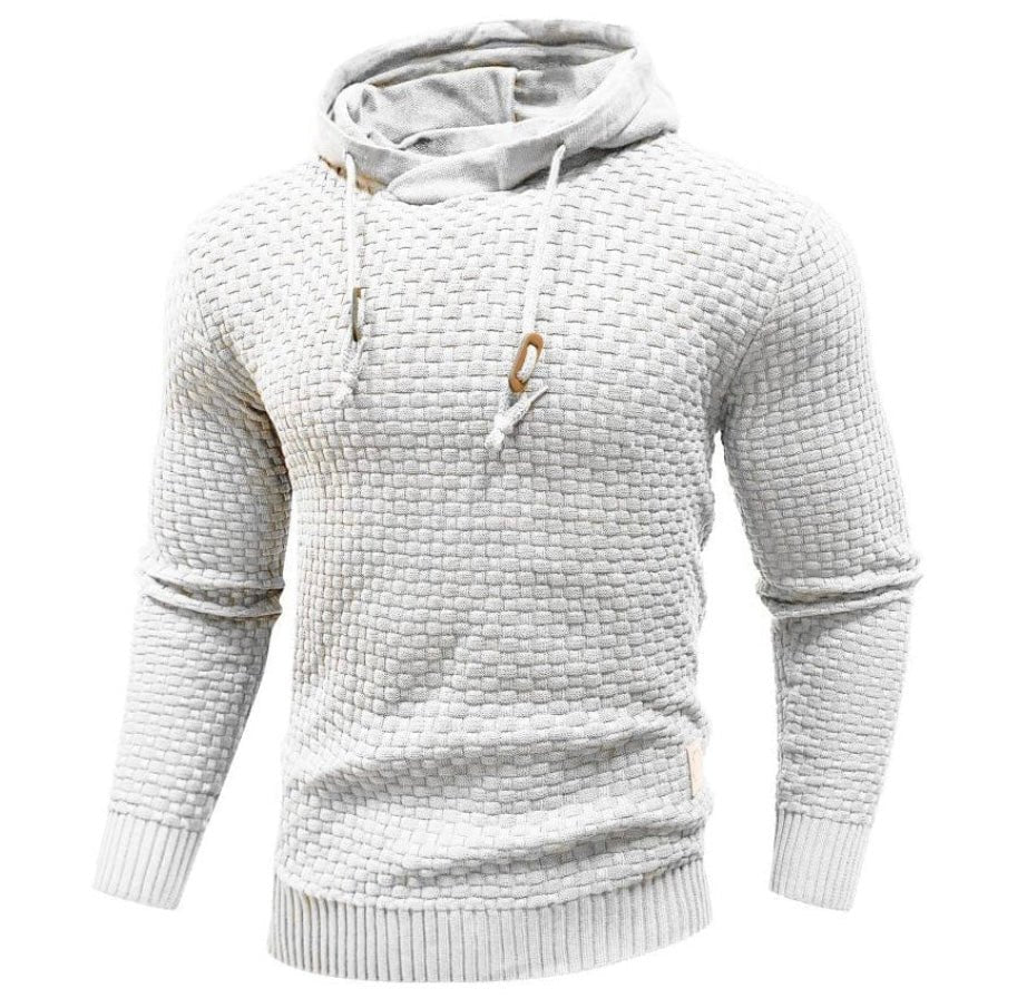 Men's slim-fit drawstring hoodie in white — alternate view