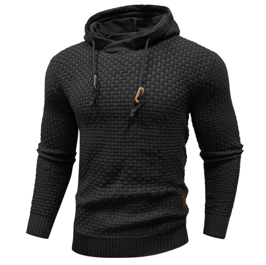 Men's slim-fit drawstring hoodie in black