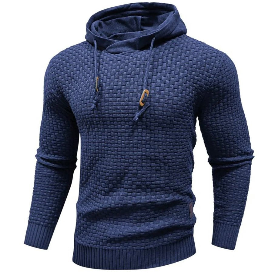 Men's slim-fit drawstring hoodie in blue — additional view