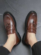 Men's houndstooth tassel loafers — additional view