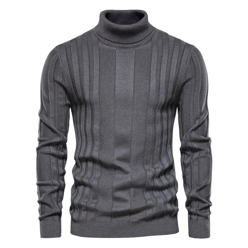 Men's ribbed turtleneck sweater in dark gray