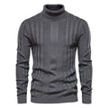 Men's ribbed turtleneck sweater in dark gray
